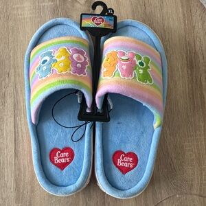 Care Bears Slippers - Blue with Rainbow Stripes